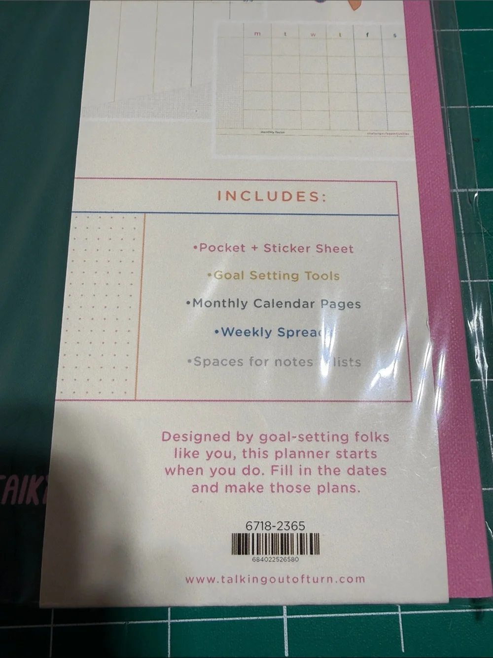 Feelin' Good Spiral Text Hardcover Planner - Pink & Teal
